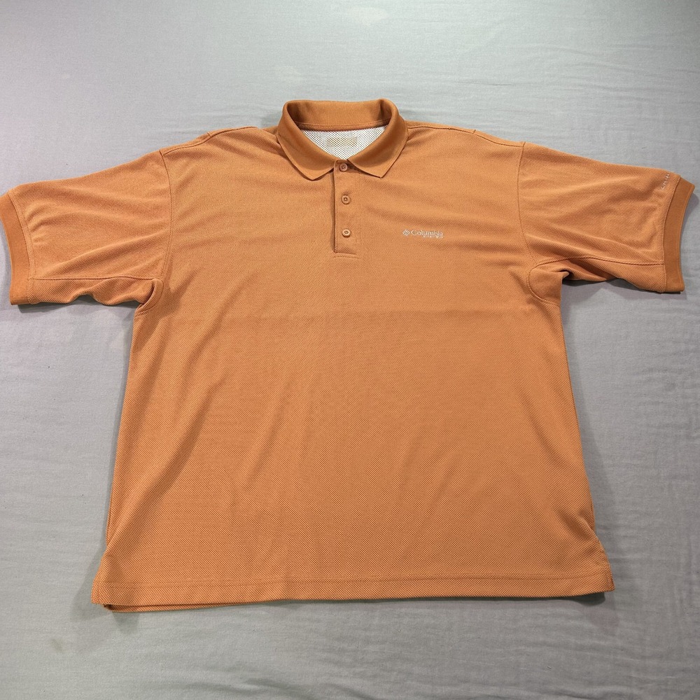 Columbia PFG Polo Shirt Mens Large Salmon Red Fishing‎ Outdoor Casual Vented